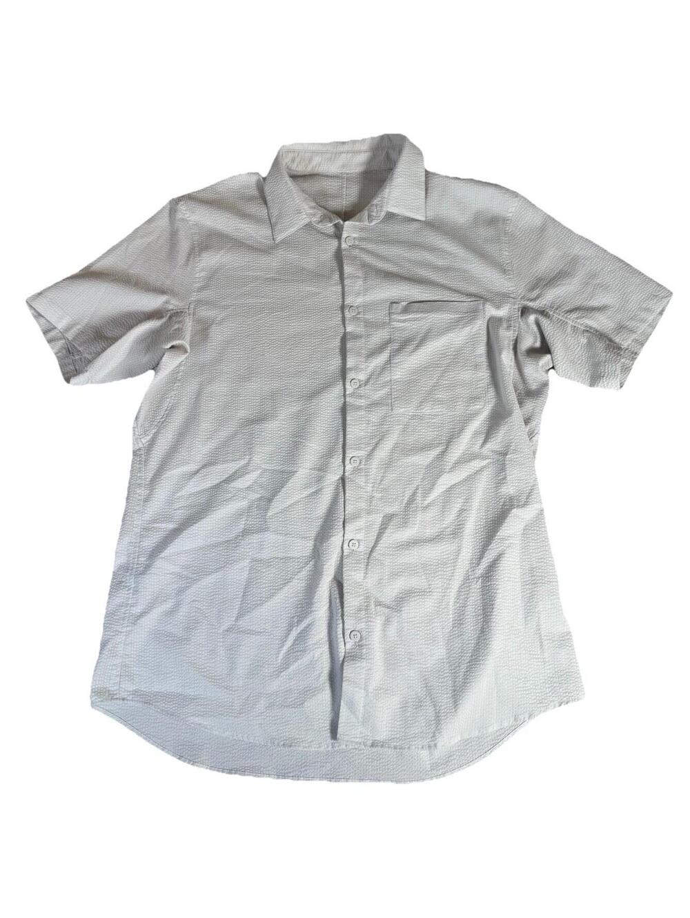 Lululemon Mens Street Lite Button Up Shirt Size Medium Short Sleeve Gray